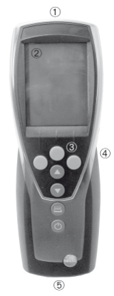testo 435 overview with callout 5 below the instrument marking the probe sockets at its base.